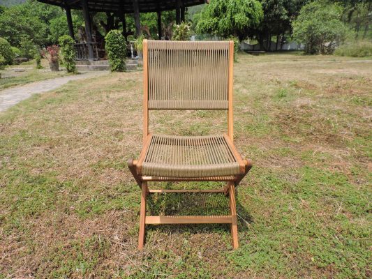 Favorite Folding Armchair by Rope Back and Seat - brown