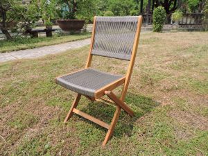 Favorite Folding Armchair by Rope Back and Seat - grey