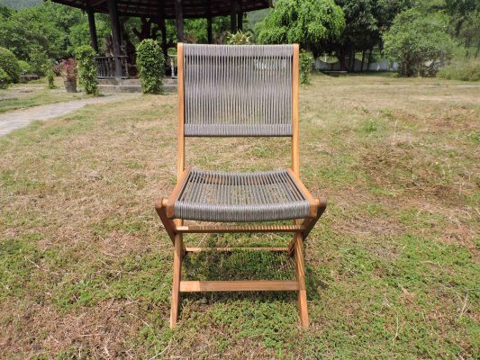 Favorite Folding Armchair by Rope Back and Seat - Grey